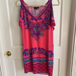 Hale Bob dress, peekaboo shoulders, pink, NWT